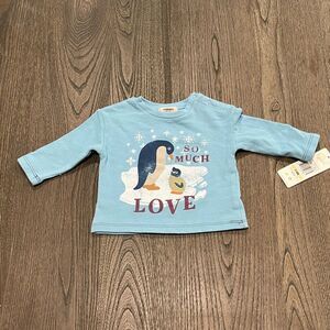 NWT Peek Kids Holiday Winter Penguin Print Graphic Long Sleeve T-Shirt 3-6M
